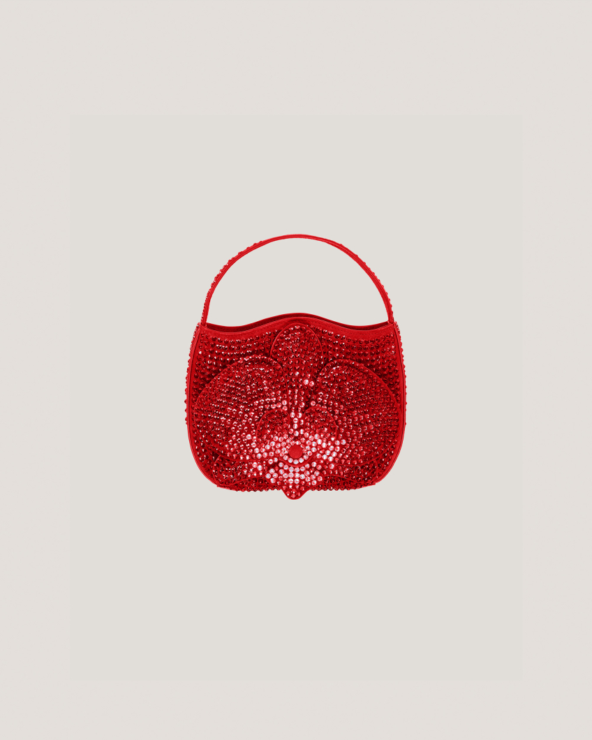 BAGS 75AP - MEZZALUNA SMALL STRASS ORCHIDEA SUEDE LAMB