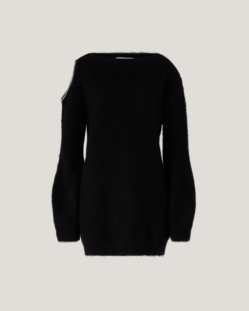 Cut-out rhinestone sweater