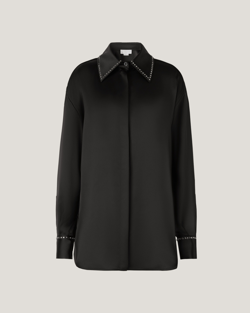 Satin shirt with rhinestone details