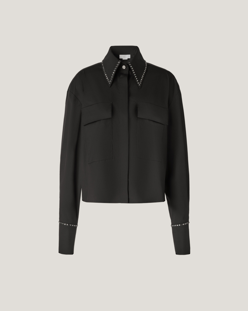 Crop shirt with rhinestone details