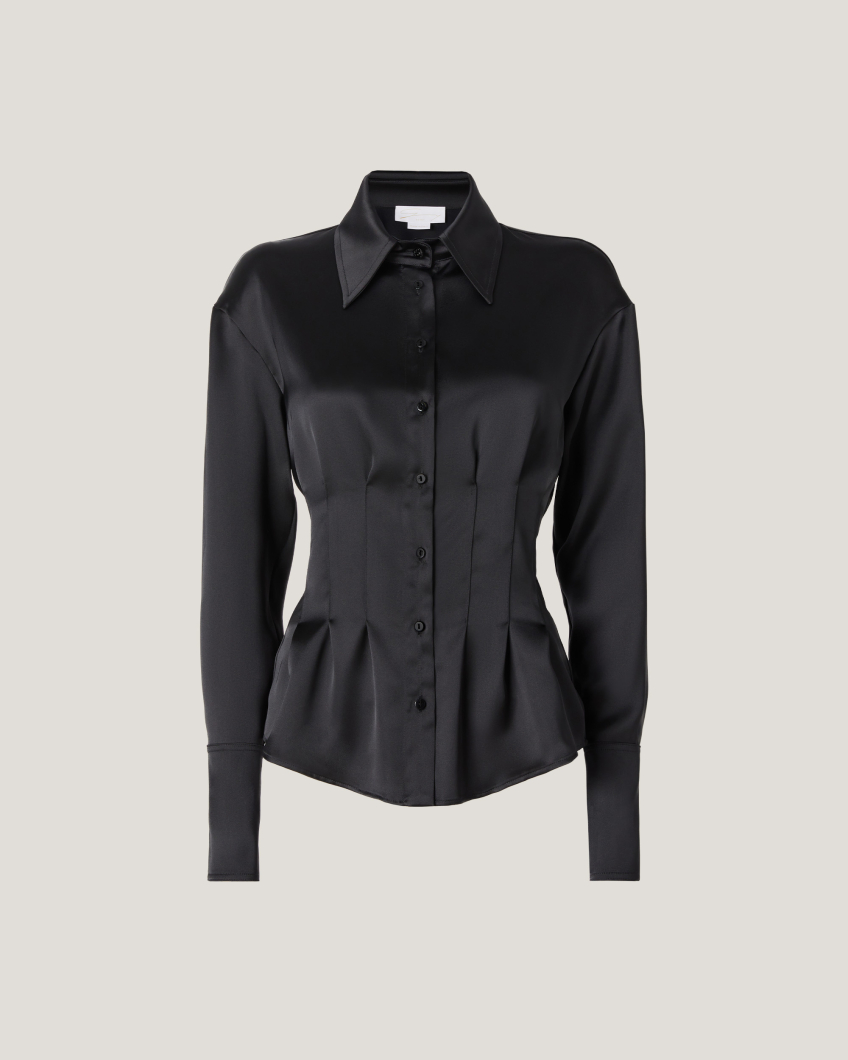 Shirt with pleats at the waist
