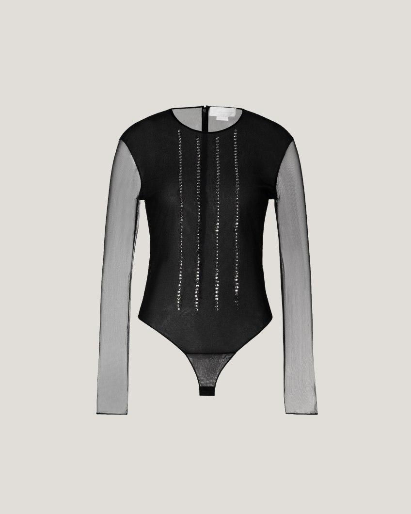 Sleek rhinestone bodysuit