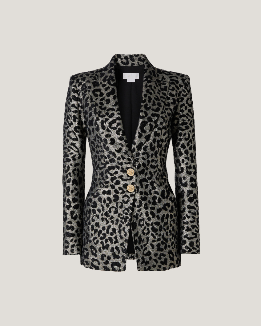 Animal print single breast blazer