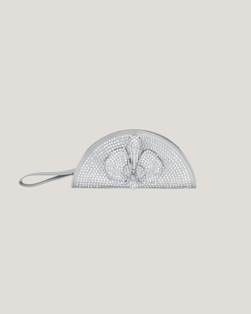 Rhinestone clutch with orchid