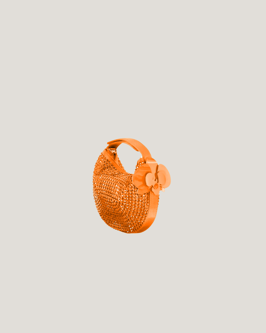 Mini satin Fortune bag with rhinestones