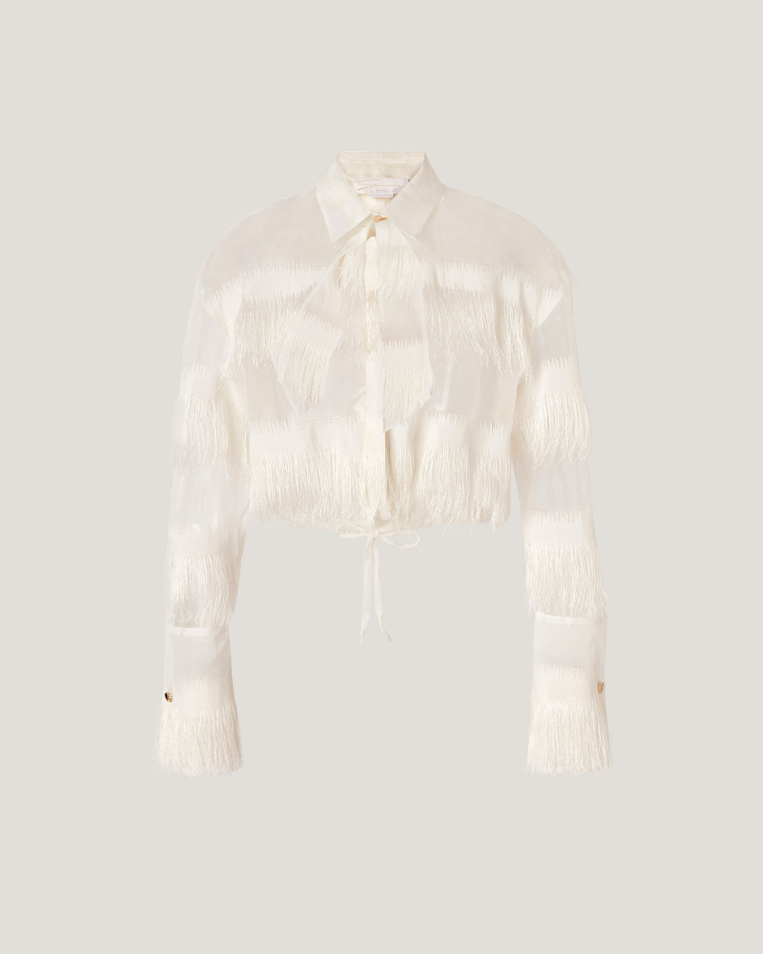 SHIRTS 76AP 6009 ORGANZA FRINGE STRIPES