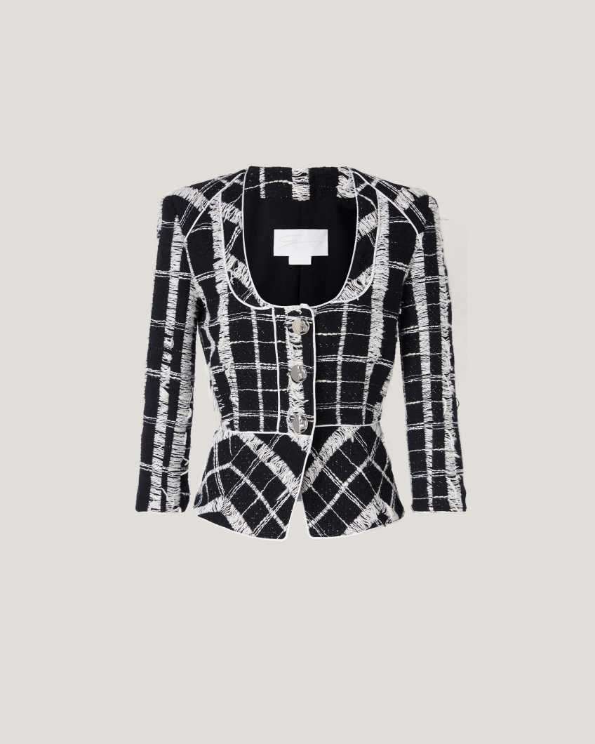 JACKET 76AP 5005 TWEED SQUARE FRINGE