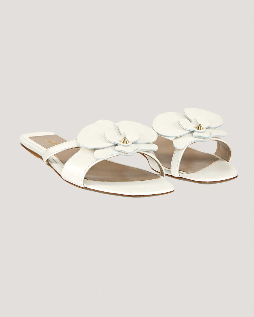 Flat nappa leather sandals with Orchid