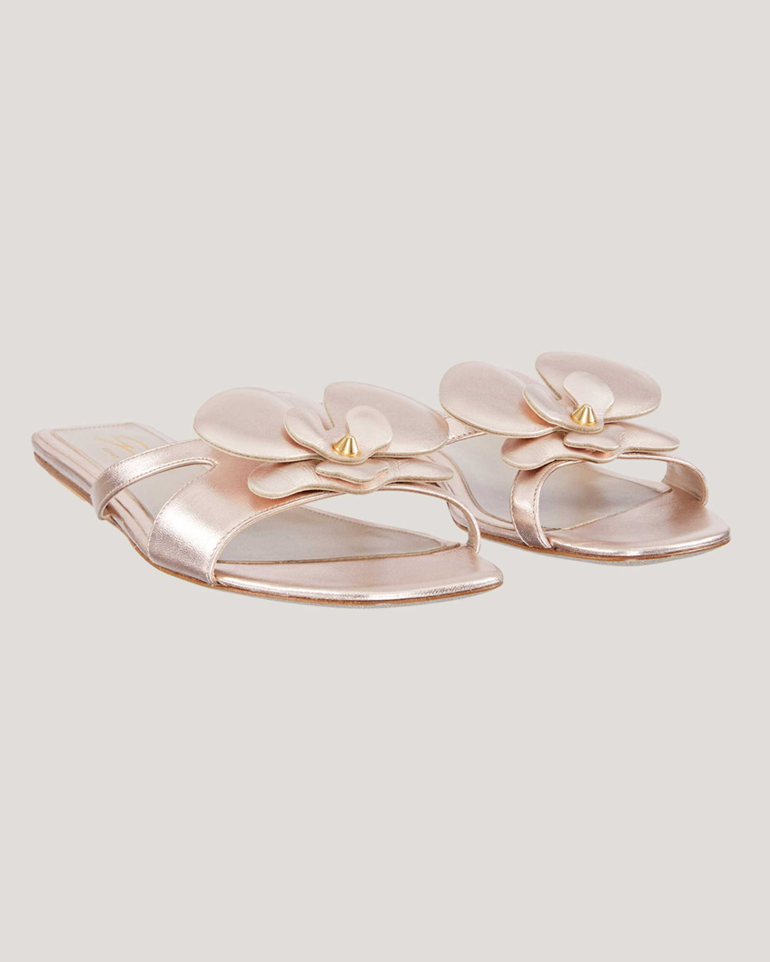 Flat nappa leather sandals with Orchid