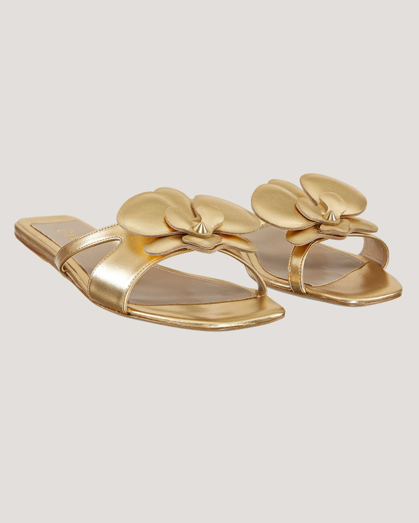 Flat nappa leather sandals with Orchid