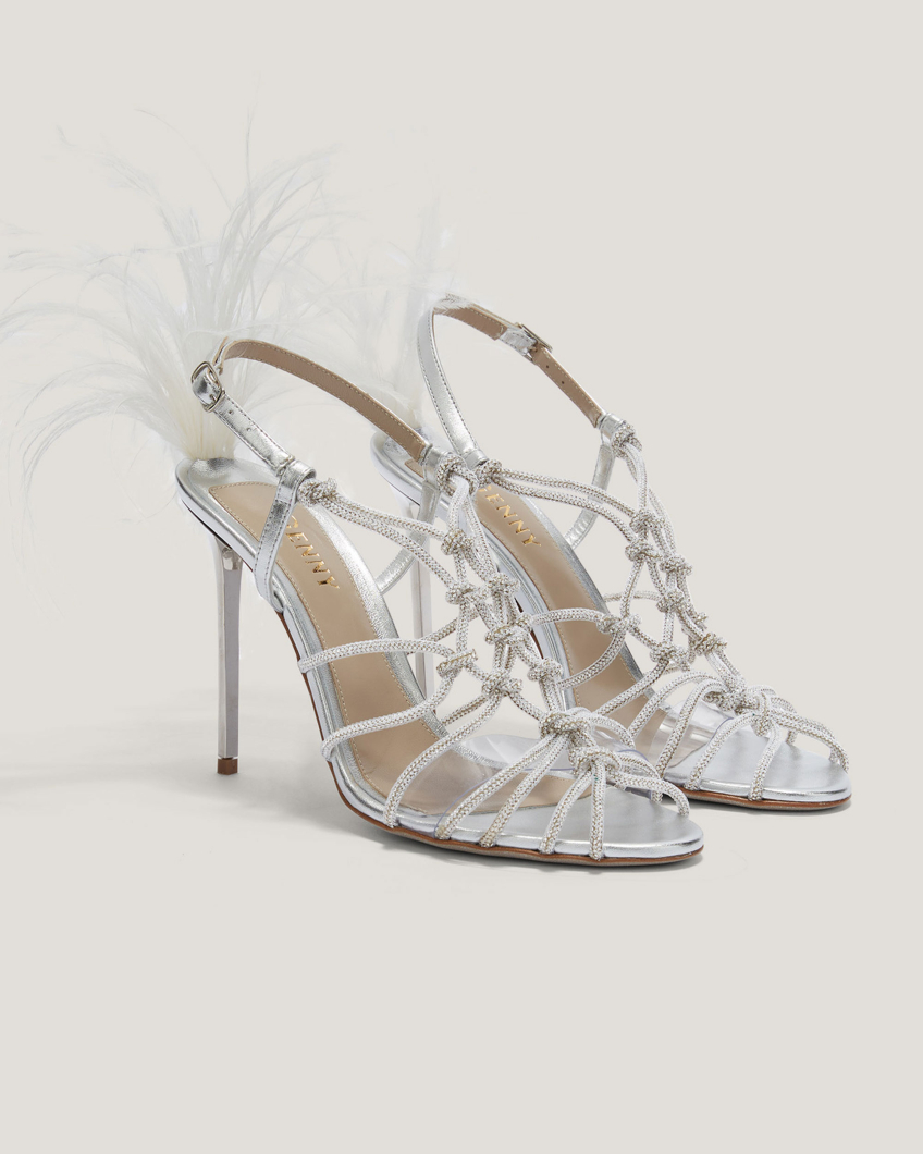 Sandal with rhinestone weave