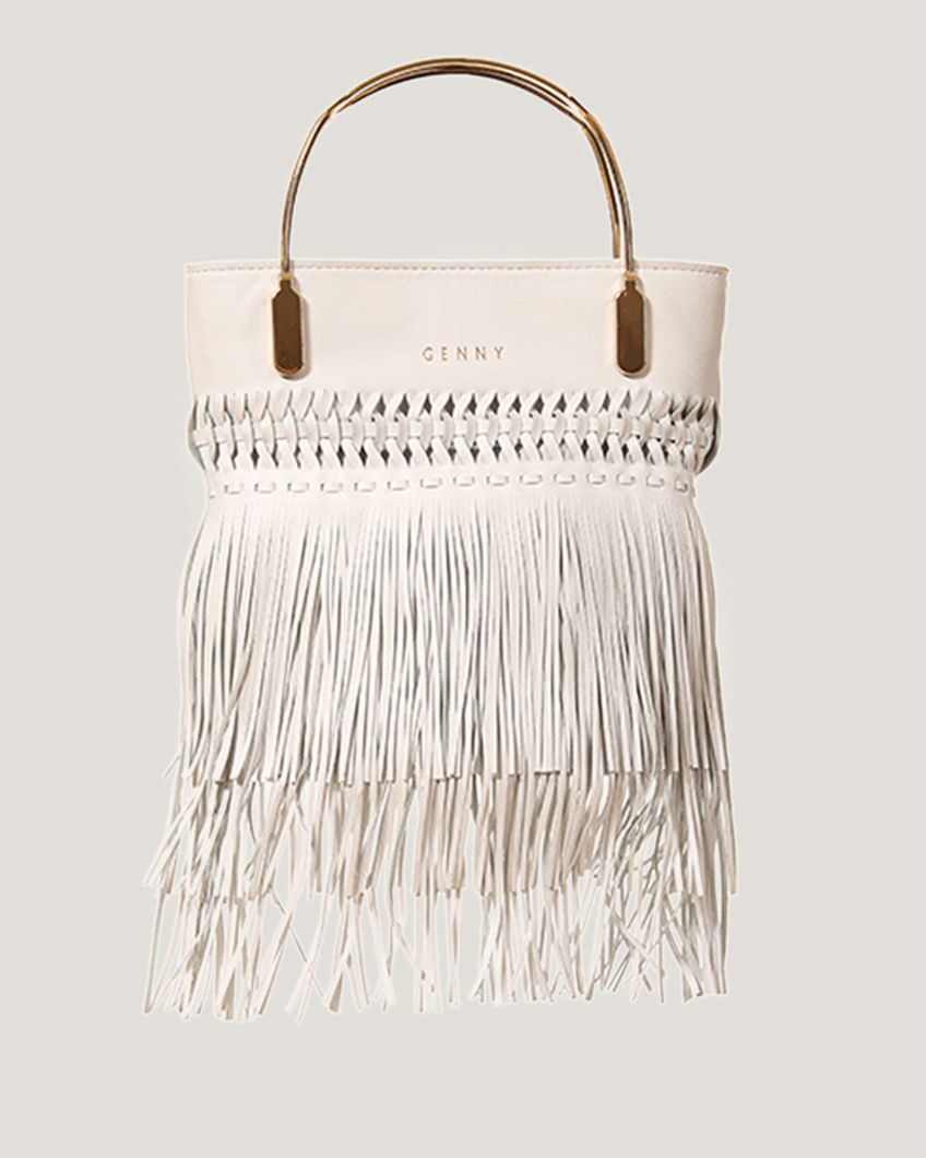 Bucket bag with fringes