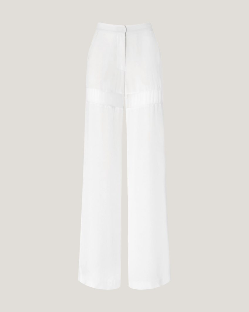 Silk pants with contrasting insert