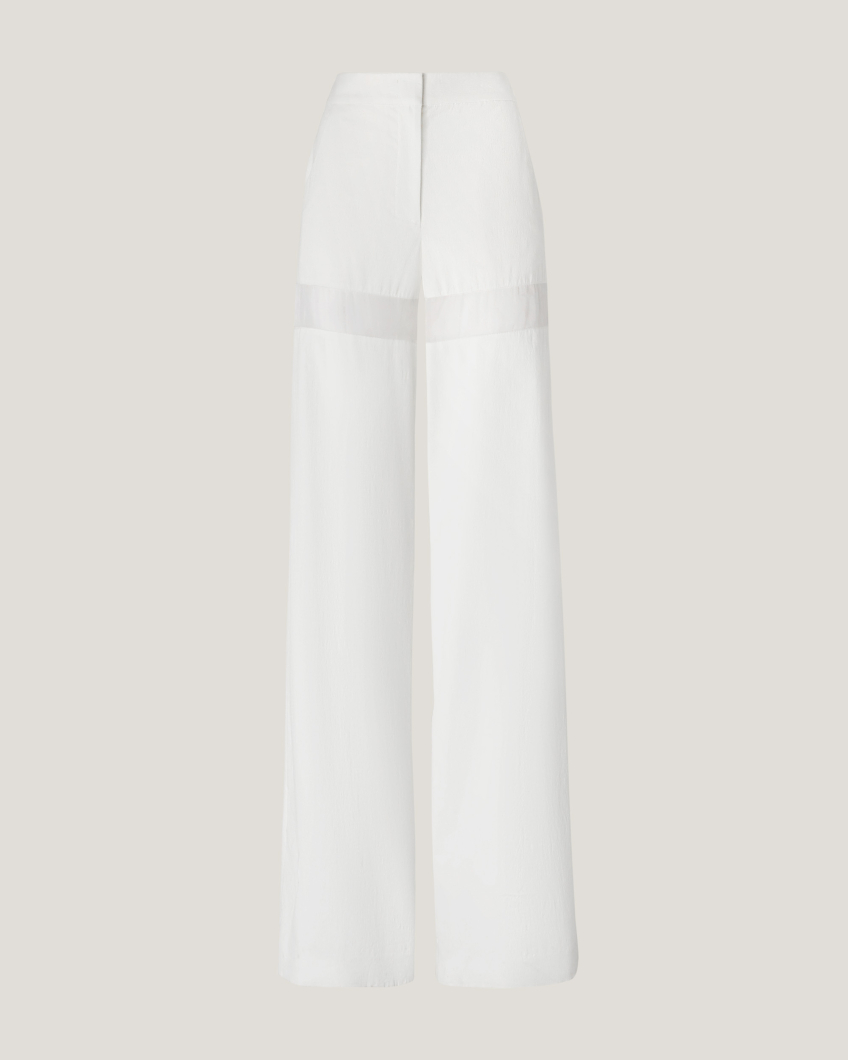 Cotton pants with sheer insert