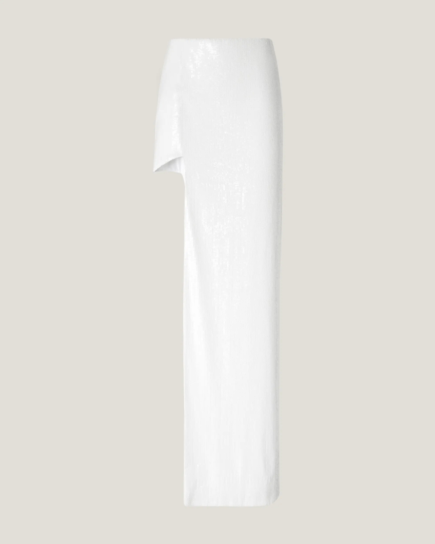 Asymmetric Sequined Maxi Skirt