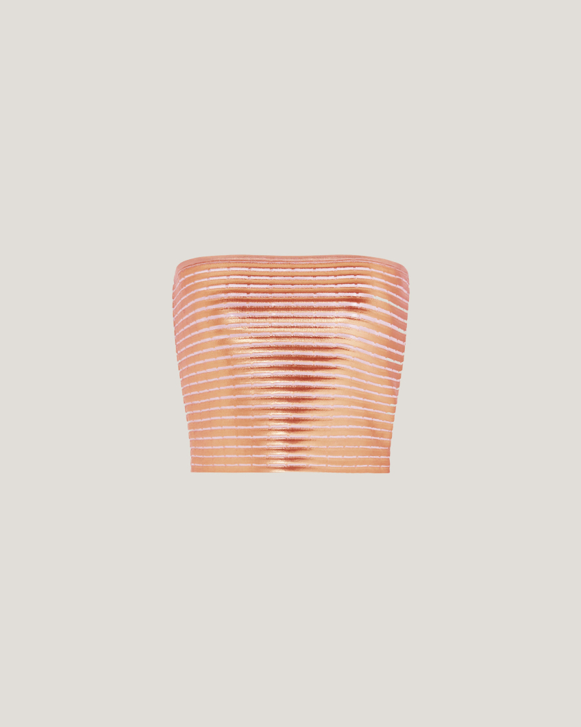 Laminated sleeveless crop top