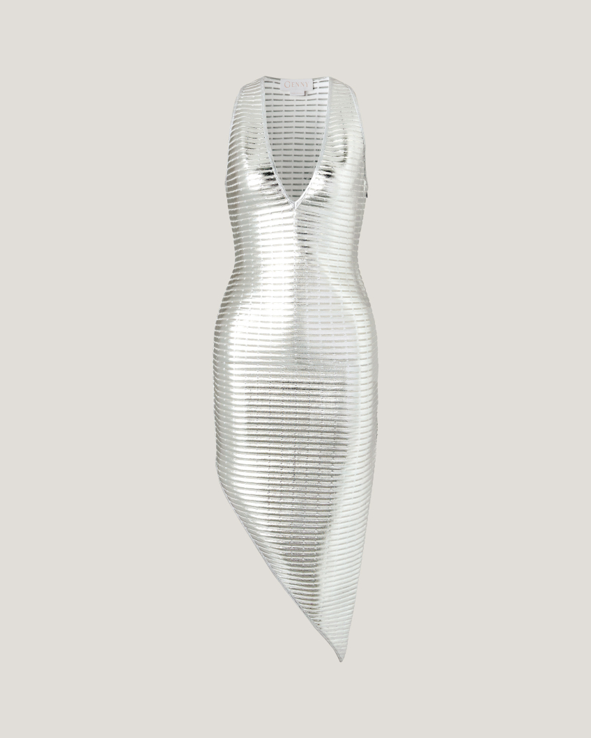 Laminated knit dress