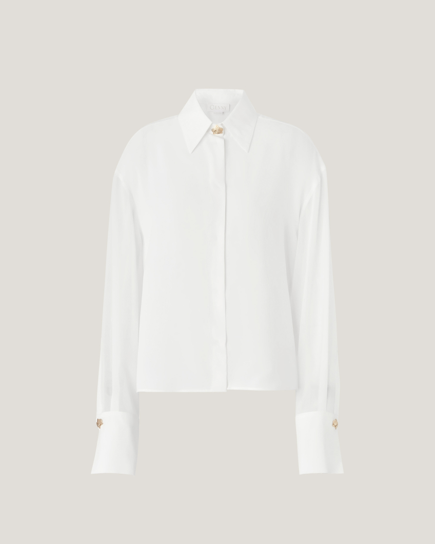 Silk shirt with orchids