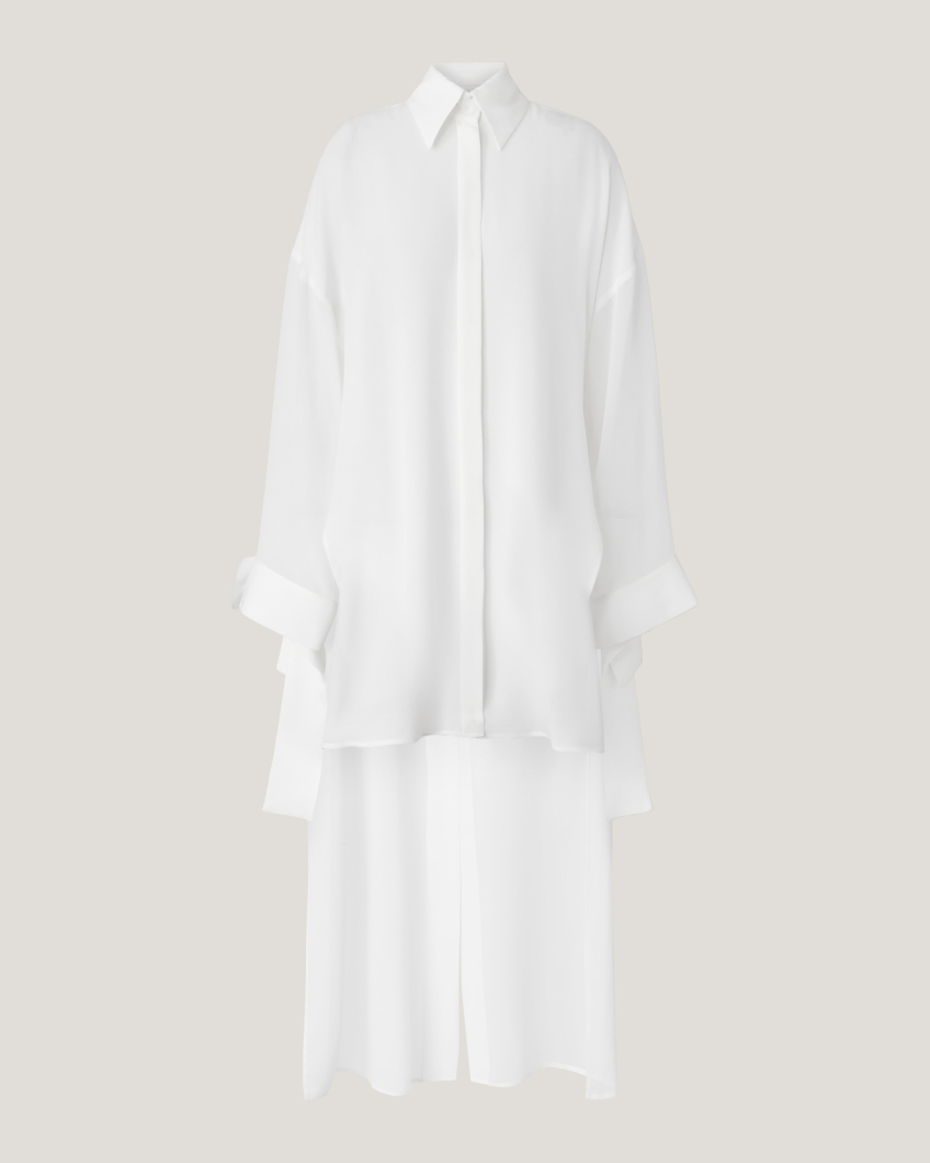 Long silk shirt with orchids