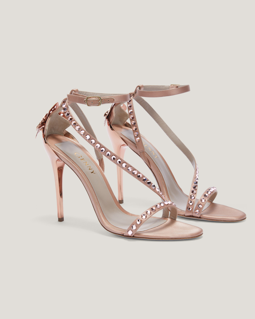 SHOES 77AP- SANDALO STRASS ORCHIDEE TACCO H105 CREPE' SATIN ATTILIO IMPERIALI