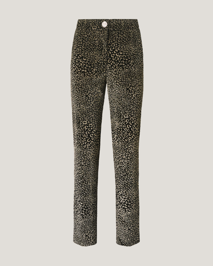 TROUSERS 77AP 1001 EASY VELVET PRINT GLITTER ANIMALIER