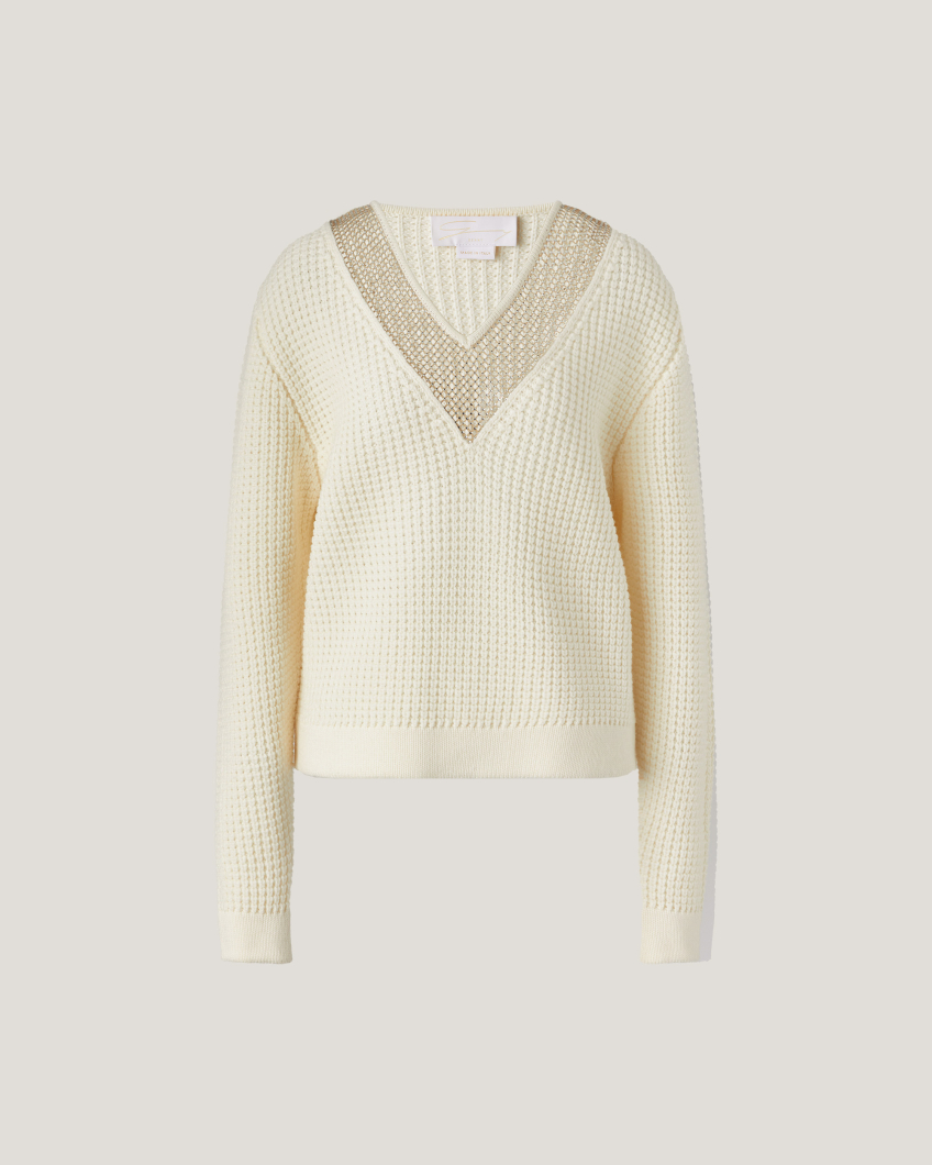 KNITWEAR 77AP 8005 HALF CARDIGAN WOOL NET STRASS FIN.5