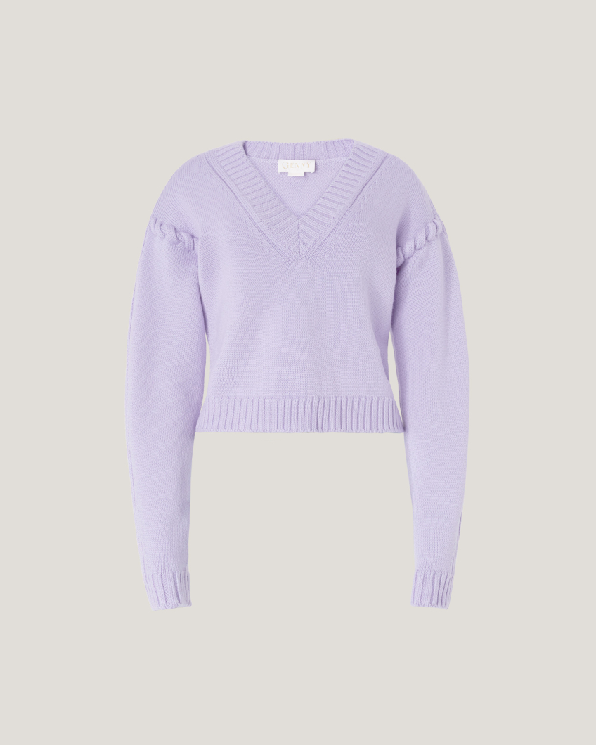 Wool sweater with tubular stitching