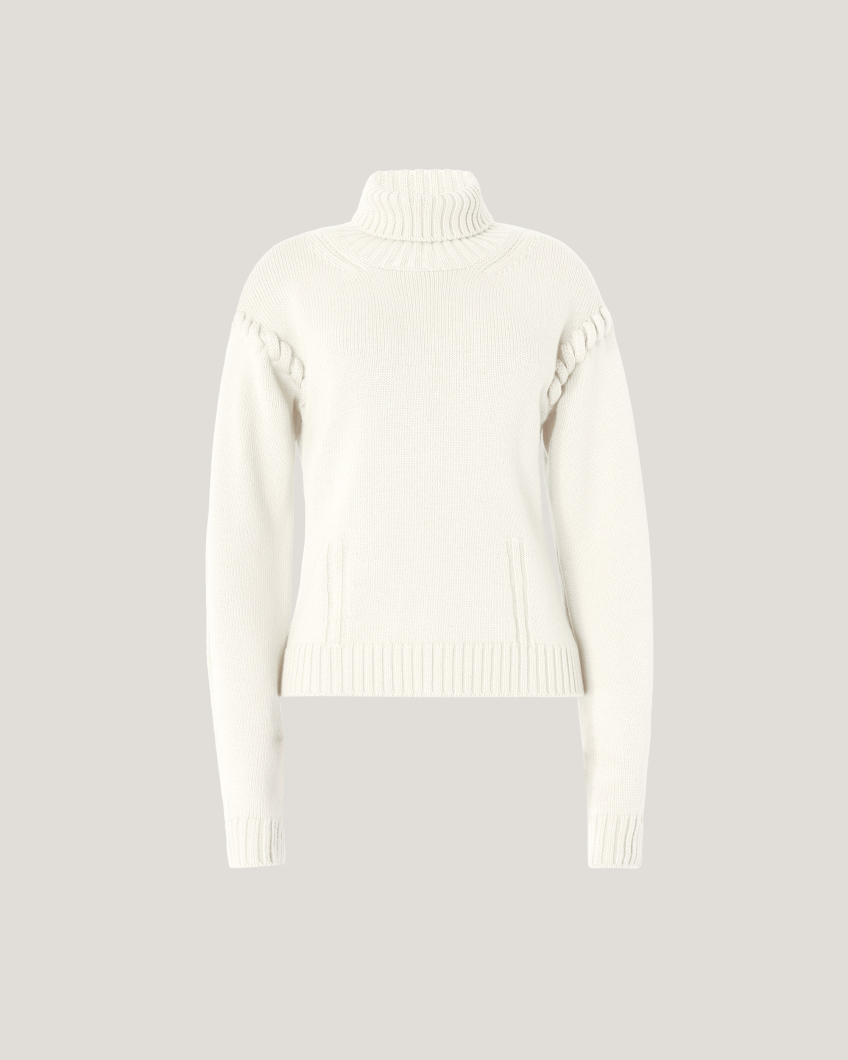 Wool turtleneck with tubular stitching