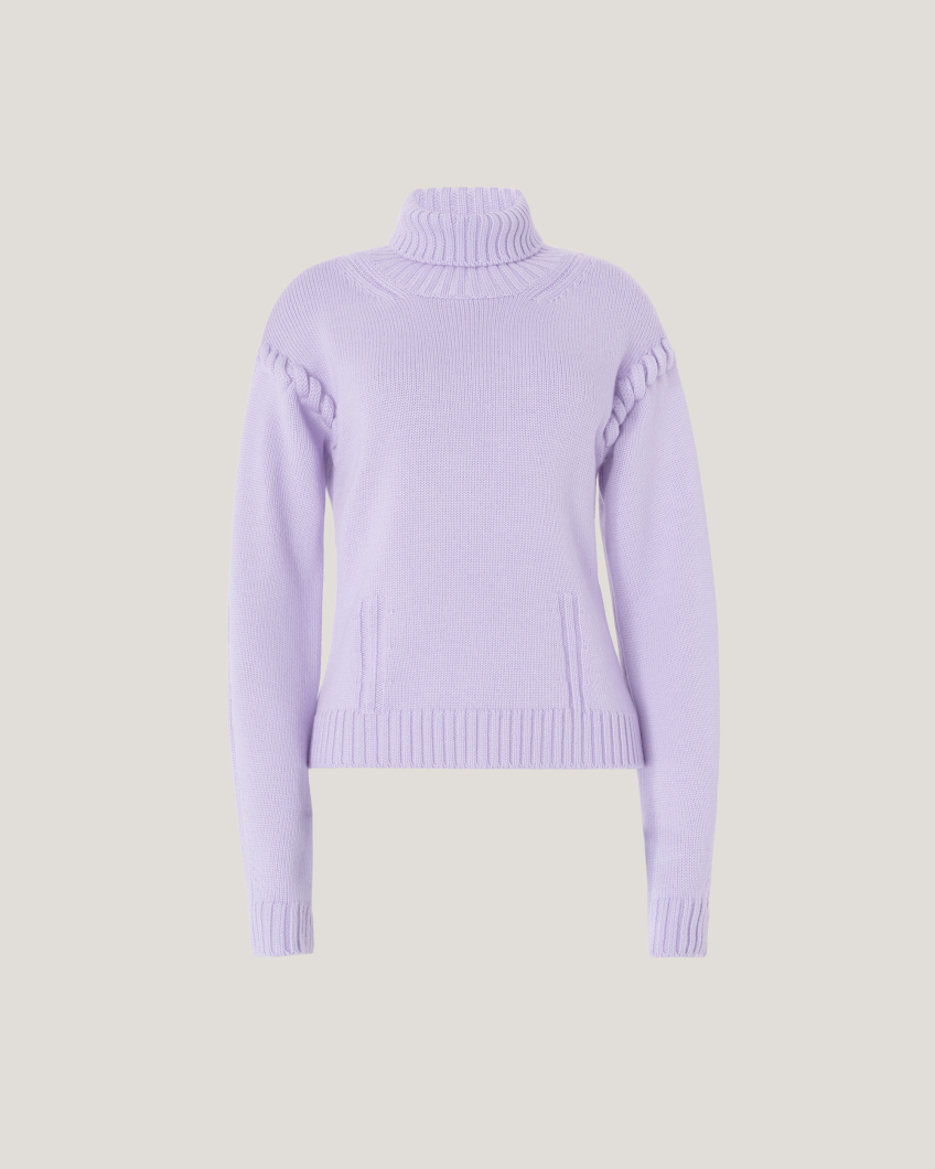 Wool turtleneck with tubular stitching
