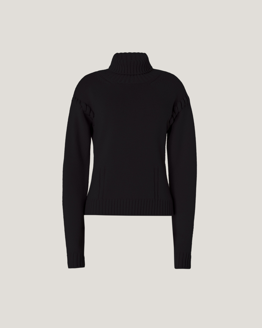 Wool turtleneck with tubular stitching
