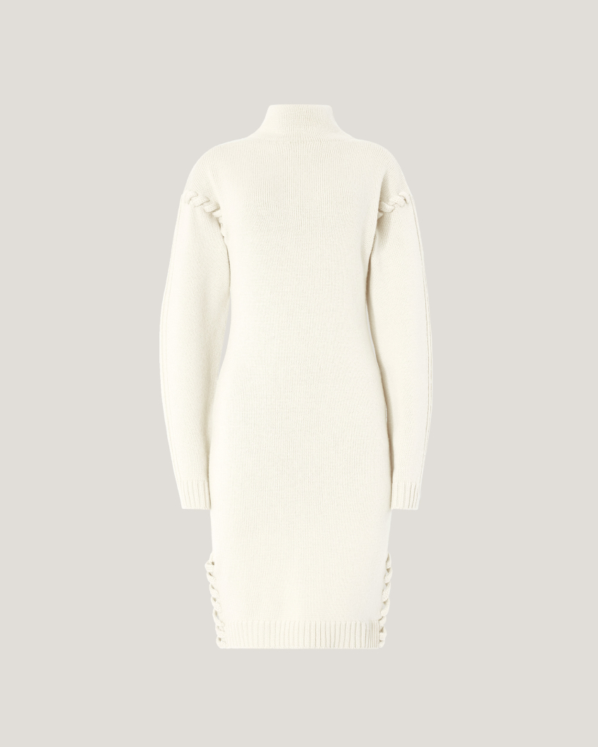 Wool dress with tubular stitching