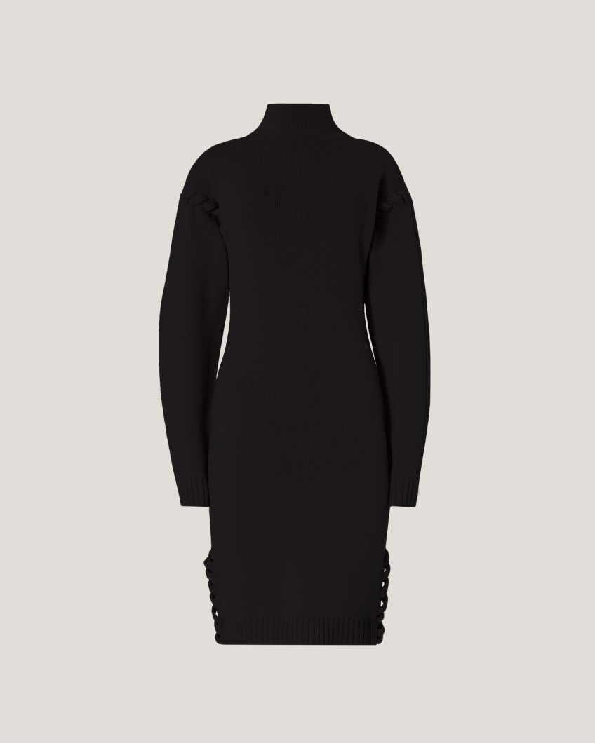 Wool dress with tubular stitching