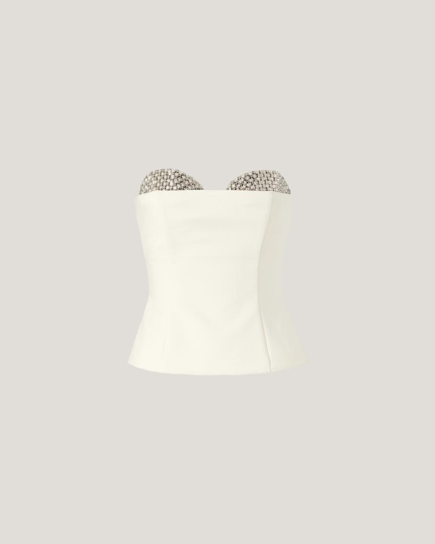 Top with rhinestone-embroidered cups