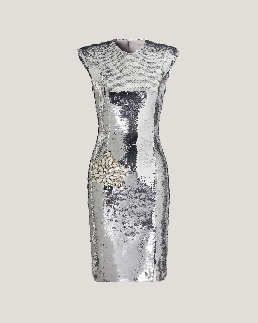 Sequin mini dress with slit
