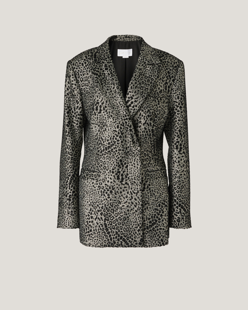 Double-breasted animalier lurex coat