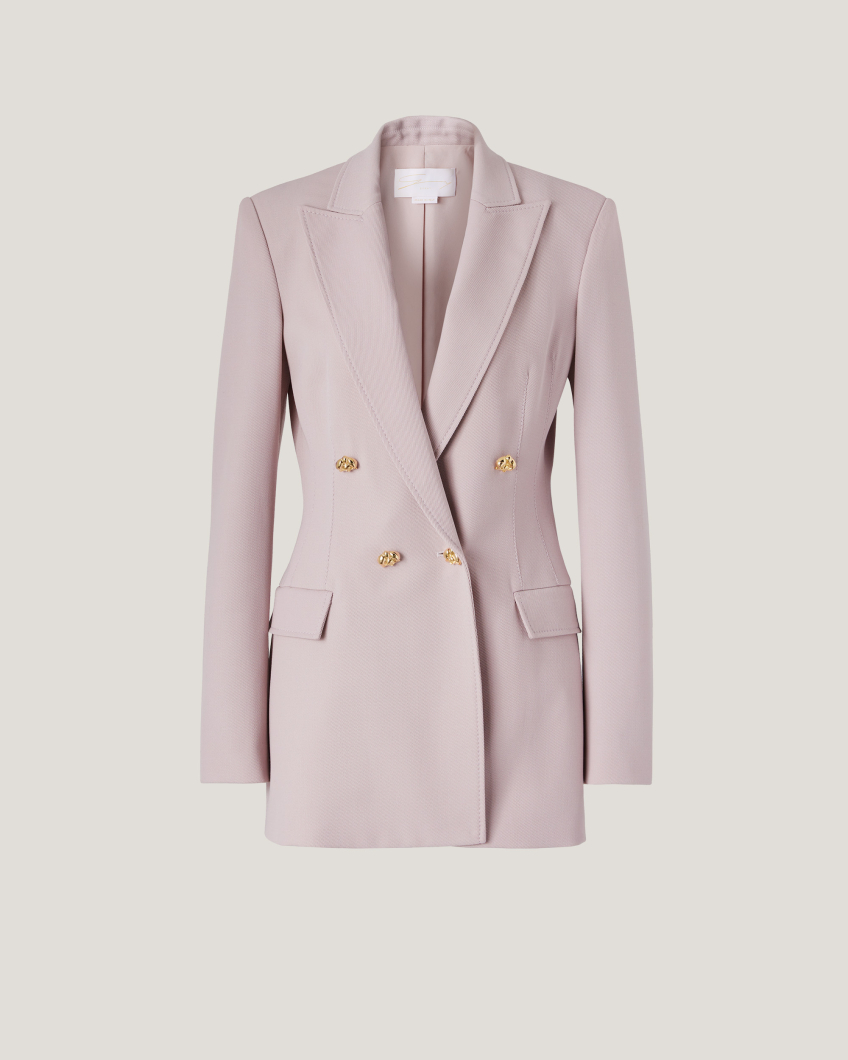 Long double-breasted wool-blend blazer