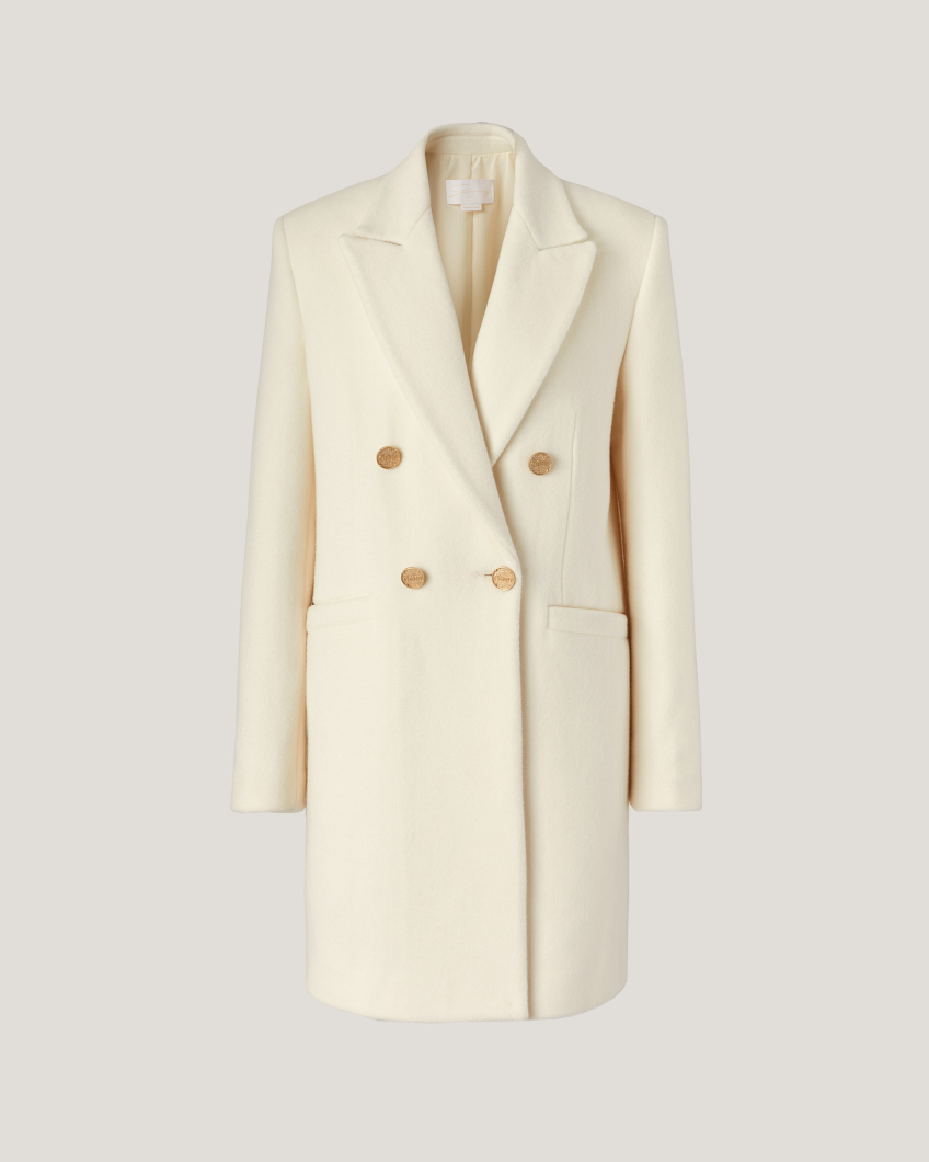 Double-breasted wool blend coat