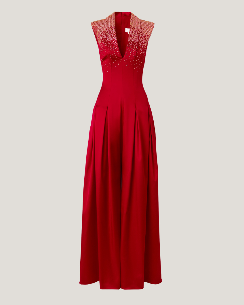 JUMPSUIT 77AS 1098 STRASS RING SATIN SUPER STRETCH