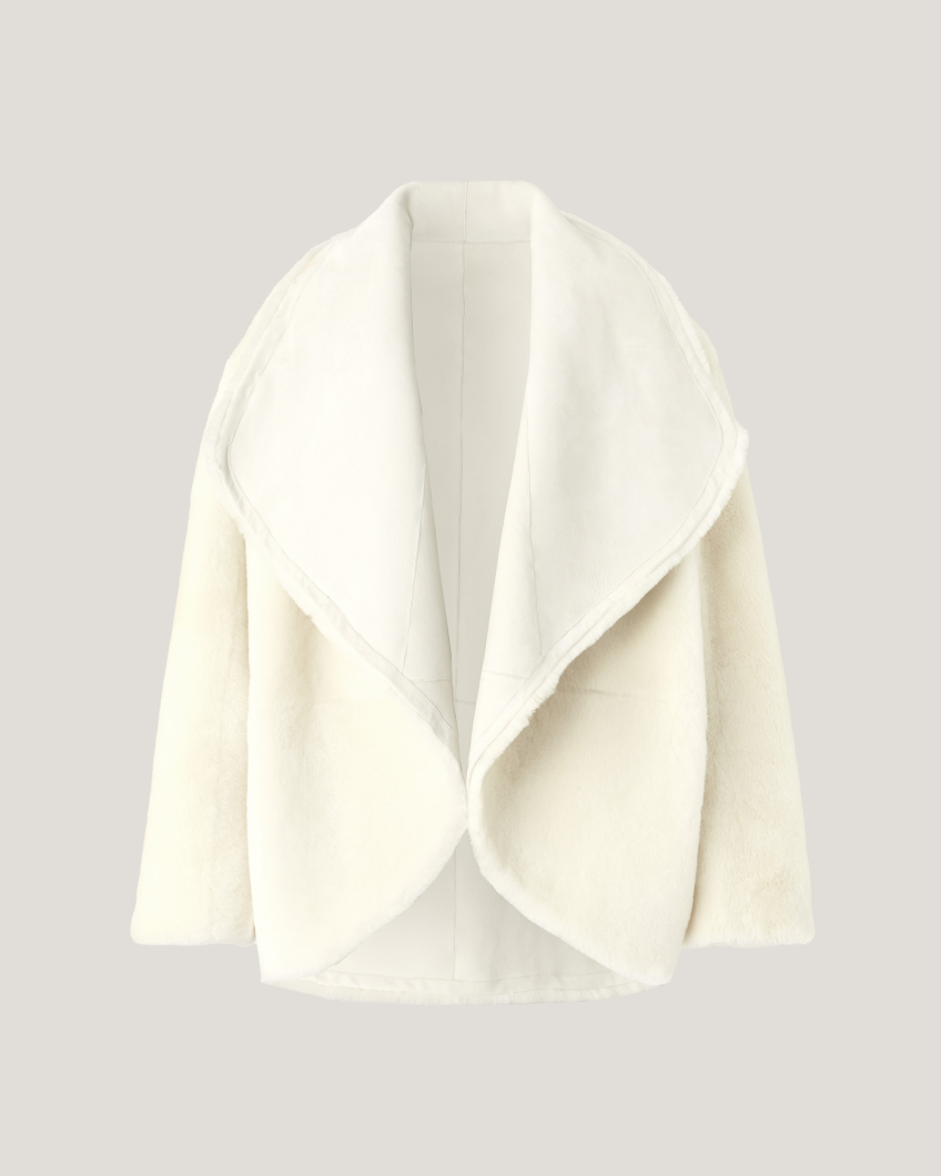 Short shearling fur jacket