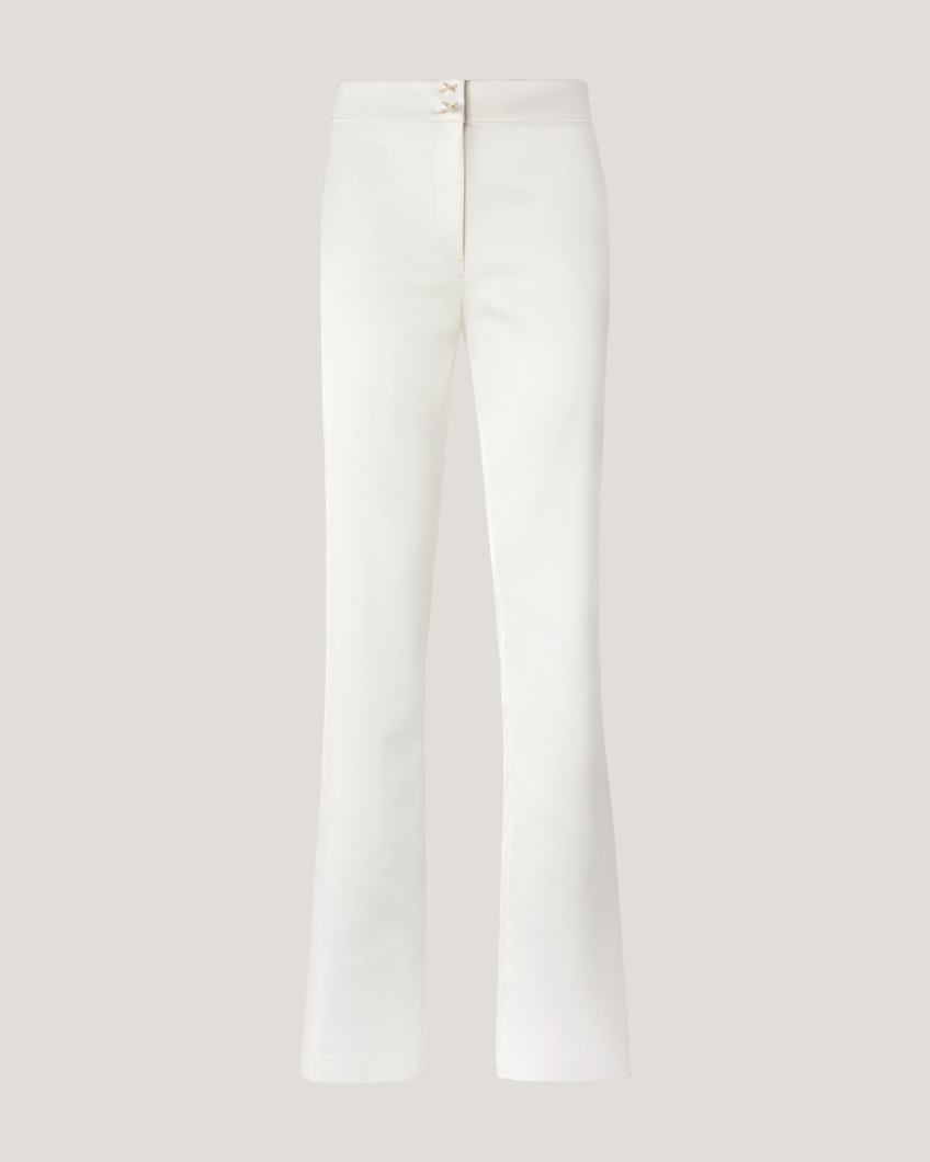 Satin tailored pants with X