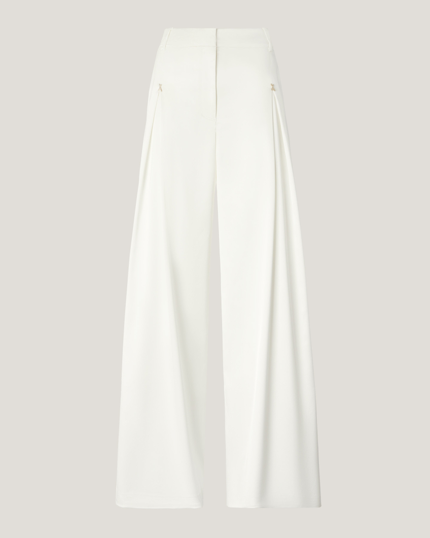 Wide satin pants with X