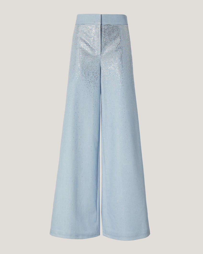 TROUSERS/5POCKET 78AP 1520 STRASS BLOCK CHAIN  DENIM CRYSTAL