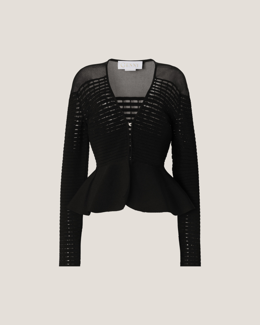 Blockchain top with godet ruffle