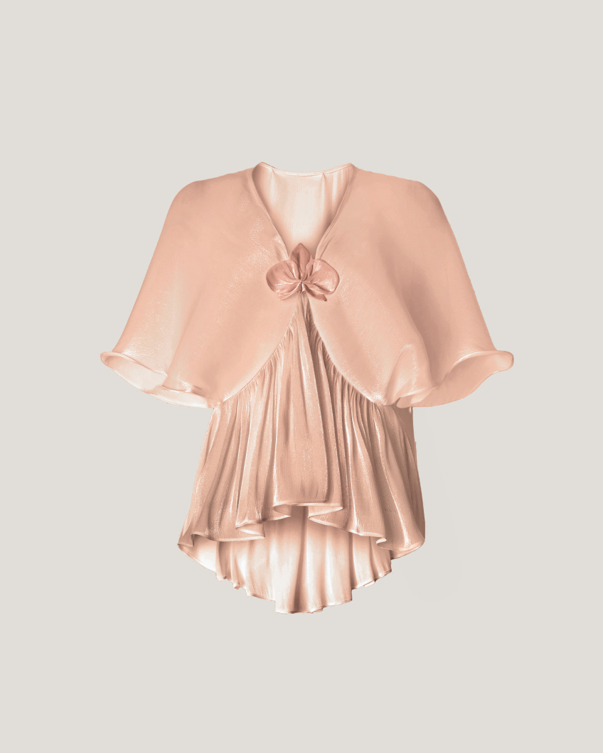 Blouse with three-dimensional Orchid