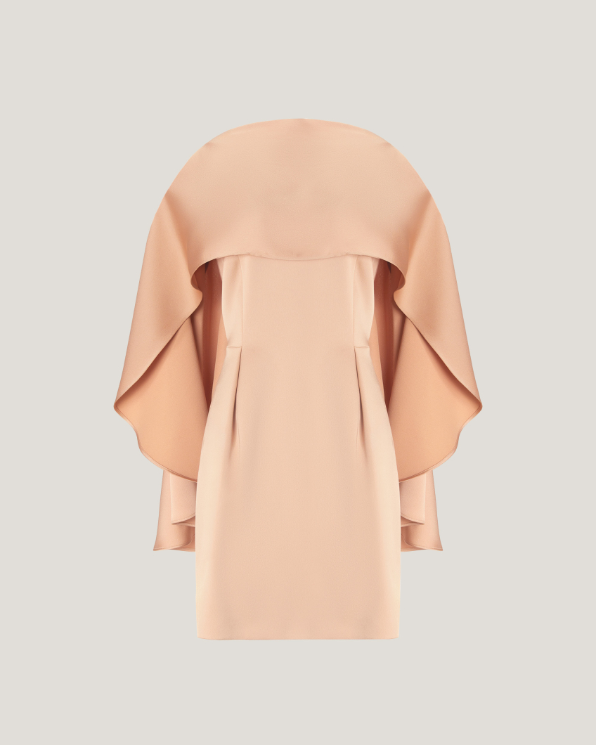 Sheath dress with removable cape