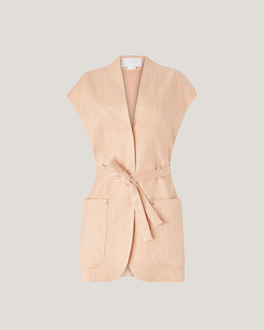Long vest with belt