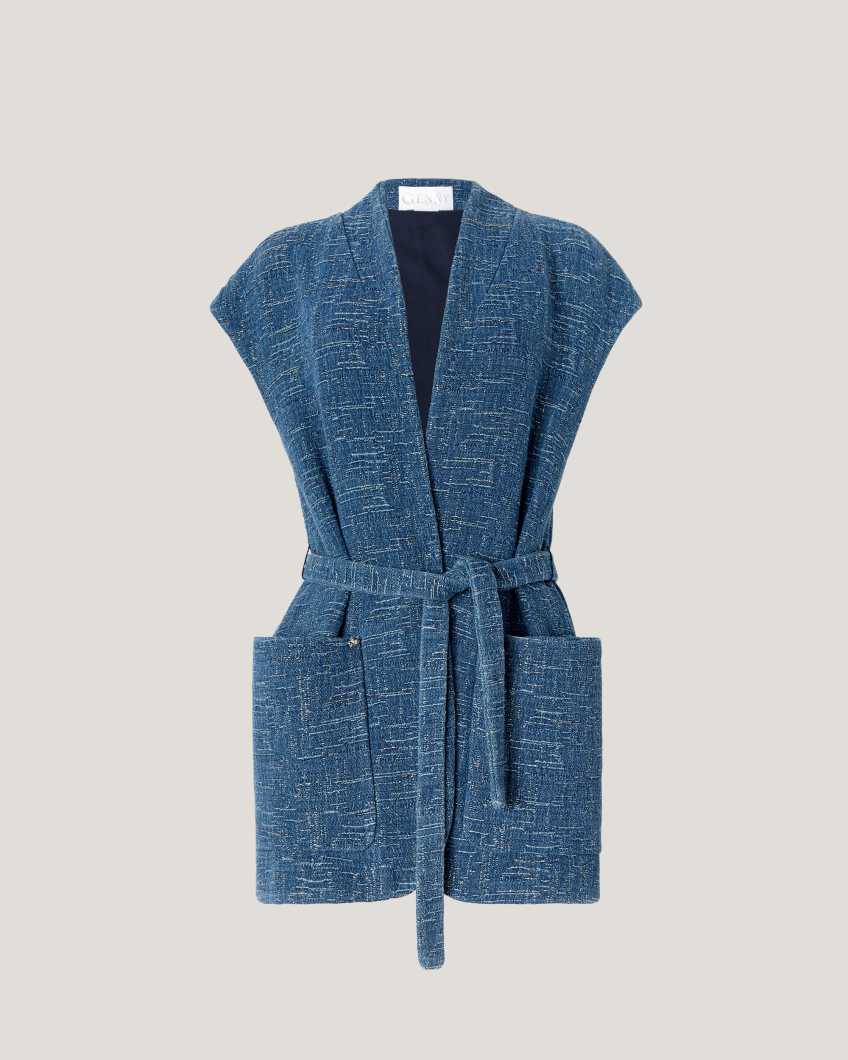 Denim jacquard vest