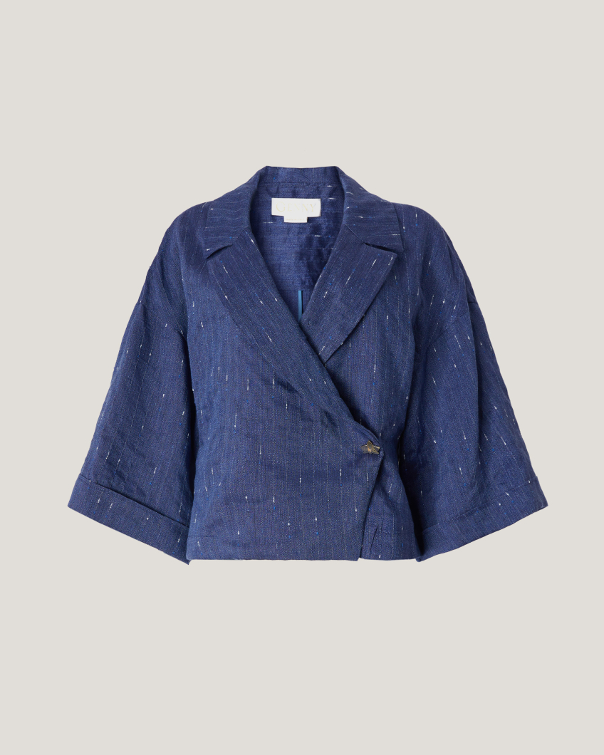 Pinstriped linen-blend blazer