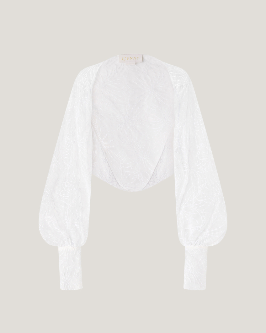 Silk shrug with Orchids embroidery