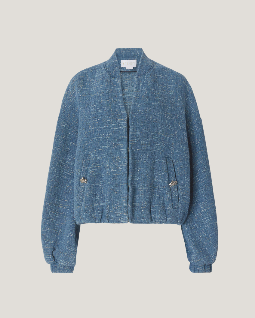 Denim jacquard bomber